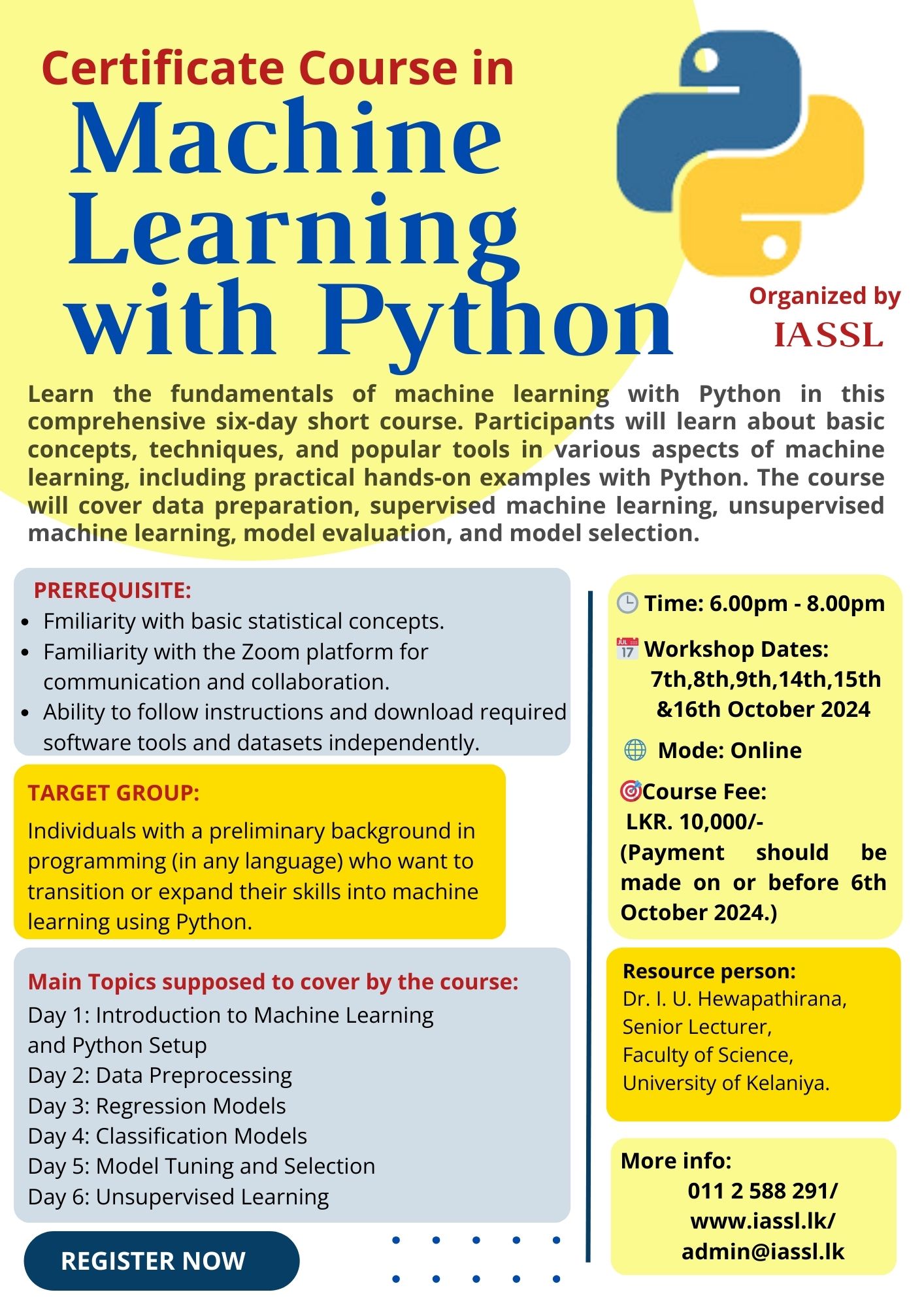 Certificate course in machine learning with python institute of